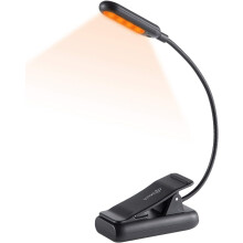 PIMIER Rechargeable Clip-On Book Light, Blue Light Blocking Amber LED, 9 Colors & Brightness, 70H Battery, Eye Care Lamp for Kids/Adults
