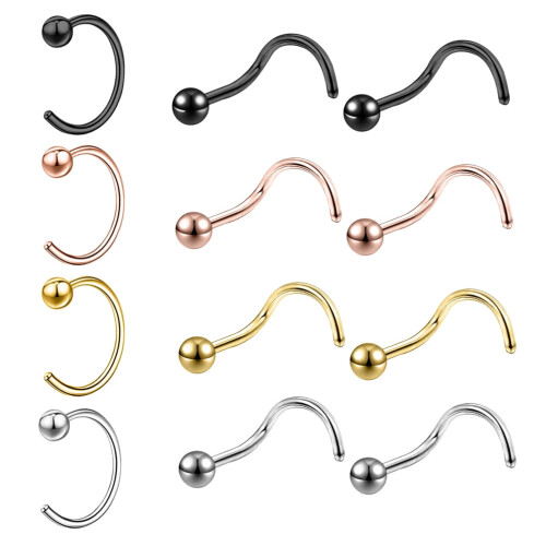 12 τεμάχια/σετ 20 γρ. Piercing δαχτυλιδιών μύτης με ατσάλινη μπάλα Piercing ρουθουνιών σε