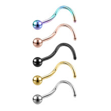 5er-Set Nasenstecker mit Stahlkugel (20 g) für Nasenknochenpiercing/L-Form/Nasenschrauben/Nasenstift