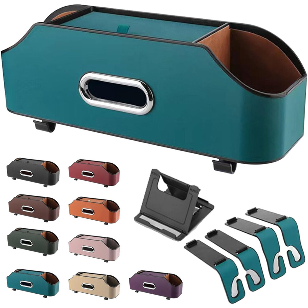 3-In-1 Car Backseat Organizer With Hooks & Phone Holder, Cup/Drink/Snack Storage Box (Blue) Â Compatible With Most Cars Blue 9448483155076