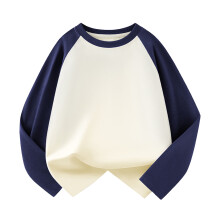 Småbarnströjor med raglanärm, enfärgad, långärmad, bekväm rund hals, tröja för pojkar, termiska, vardagliga t-shirts Z02-Marinblå 7-8 år
