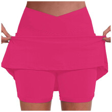 Dame sommershorts med indershorts, slim fit sommerfugle-miniskørt til strand, løb og sport – pink, XL, kompatibel med sommertøj