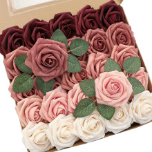 25pcs Real-Looking Emerald Green Ombre Foam Roses with Stems – DIY Wedding Bouquets, Bridal Shower, Centerpieces, Sage Green Floral Decor