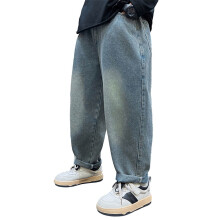 Cargobukser for jenter 10-12 år Høy midje Vide ben Sportsklær Preppy klær Khaki uniformbukser for jenter Joggebukser (blå, 5-6 år)