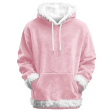 Christmas Hoodies Women Xmas Solid Color Flannel Sweatshirts Unisex Plus Size Holiday Long Sleeve Pullover Tops 2025, Pink, Size XL