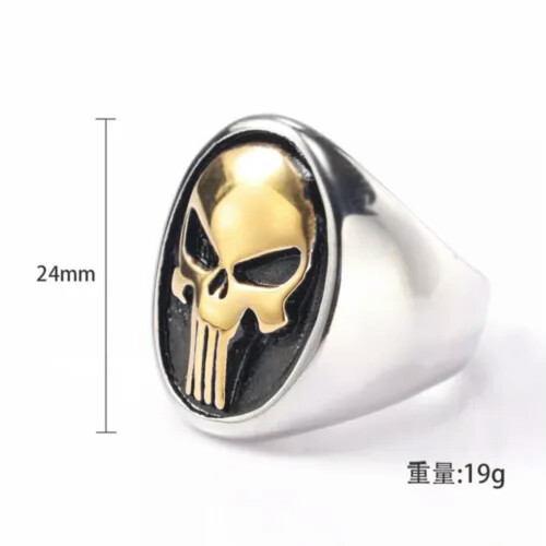 Punisher Skull Ring Stainless Steel Size 7-13 Black 2