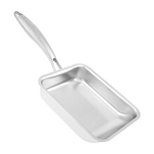 Tamagoyaki Pan, Stainless Steel Omelette Pan with Heat Resistant Handle, Multifunctional Rectangle Egg Roll Pan for Frying Eggs Steaks Bacon