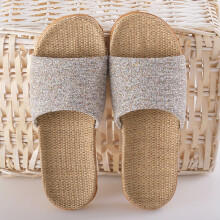 Flax Tatami Slippers No Slip Indoor Slippers Open Toe sandals (SIZE:37-38,Grey)