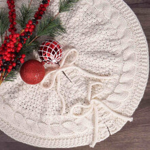 Jupe de sapin de Noël blanche au crochet, 45 cm (18 pouces)