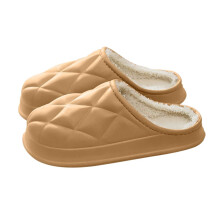 Winterliche, fleecegefütterte Halbpantoffeln mit geschlossener Zehenpartie, für drinnen und draußen, Unisex, Kaffeebraun, Größe 44 (US 10,5)