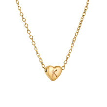 Initial Pendant Necklace for Men Womens, 18K Gold Plated Full Heart Letter Capital Necklace Alphabets from A-Z Figaro Chain Necklaceins