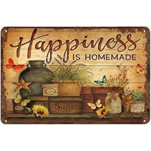Retro Sign Tin Sign Happiness is Homemade Kitchen Aluminum Sign Wall Decor Shed Garage Man Cave Kitchen 8 X 12 Inch