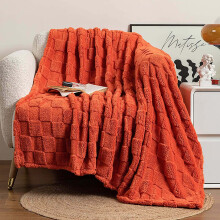Soft Thick Fleece Throw Blanket 51.2x61in, Cozy Plush Blanket for Bed, Sofa, Napping & Relaxation – Orange