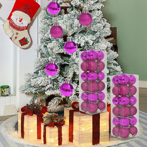 Black Christmas Ornaments Set Shatterproof Balls 24pcs