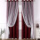 Dark Red Double-Layer Blackout Curtains (5284"), Star & Moon Pattern, Energy-Saving, 2 pcs 1