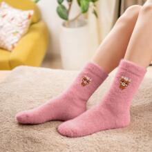 Damvintersockor till mitten av vaden - Fleecefodrade och halkfria, ultravarma, plyschiga sovsockor för kvinnor, mysiga inomhus-/utomhusstrumpor
