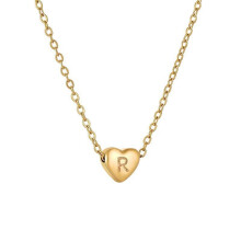 Initialer anheng halskjede for menn og kvinner, 18 karat gullbelagt hjerteformet bokstav halskjede med store bokstaver fra AZ Figaro Chain Necklaces