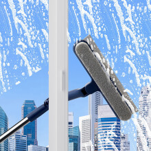 Nettoyeur de vitres double face avec manche télescopique pour les immeubles de grande hauteur