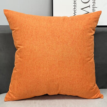 Breathable Linen Throw Pillow 18x18", Solid Orange Decorative Cushion for Sofa/Bed, Farmhouse & Boho Style, Machine Washable