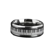 Mænd Dame Rustfrit Stål Enkel Elektronisk Tastaturring 8MM Højglanspoleret Smykke Gave Sølv Størrelse 6