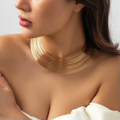 Heavy Metal Twisted Torque Choker Halskette Gold5