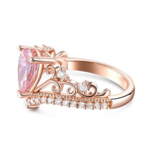 Pink Moissanit Kant Hvid Moissanit V-formet Ring Kvinder Formet Hjerte Mors Dag Ring