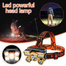 5-LED Rechargeable Headlamp, 4 Modes, Waterproof, USB-Charged, Long-Range Fishing & Camping Light, Compatible with USB-C