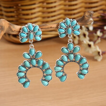 Boucles d'oreilles pendantes bohèmes pour femme, bleu vintage