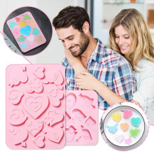 13-Cavity Heart Chocolate Silicone Molds, Non-Stick Candy Heart Molds, Food Grade Silicone Heart Molds for Baking, Candy, Jelly