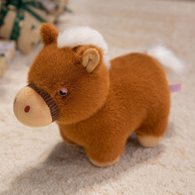 Cheval en peluche réaliste marron de 25 cm