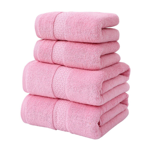 Ensemble de 4 serviettes en coton douces, absorbantes et à séchage rapide.