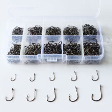 500pcs/set 3#-12# Fishing Hooks Carbon Steel Black Fishhooks With Retail Box Mixed Size Barbed Jig Hook Fishing Accessories