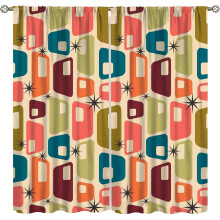 Zasłony okienne w stylu mid-century, kwadratowe, w stylu retro, do sypialni, salonu, zestaw 2 paneli, 84 x 84 cale