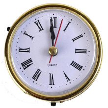 Quartz Clock with Gold Trim Roman Numerals White Face 65mm