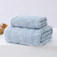 Serviettes en peluche bleu clair, lot de 6, 35 x 75 cm, polaire corail