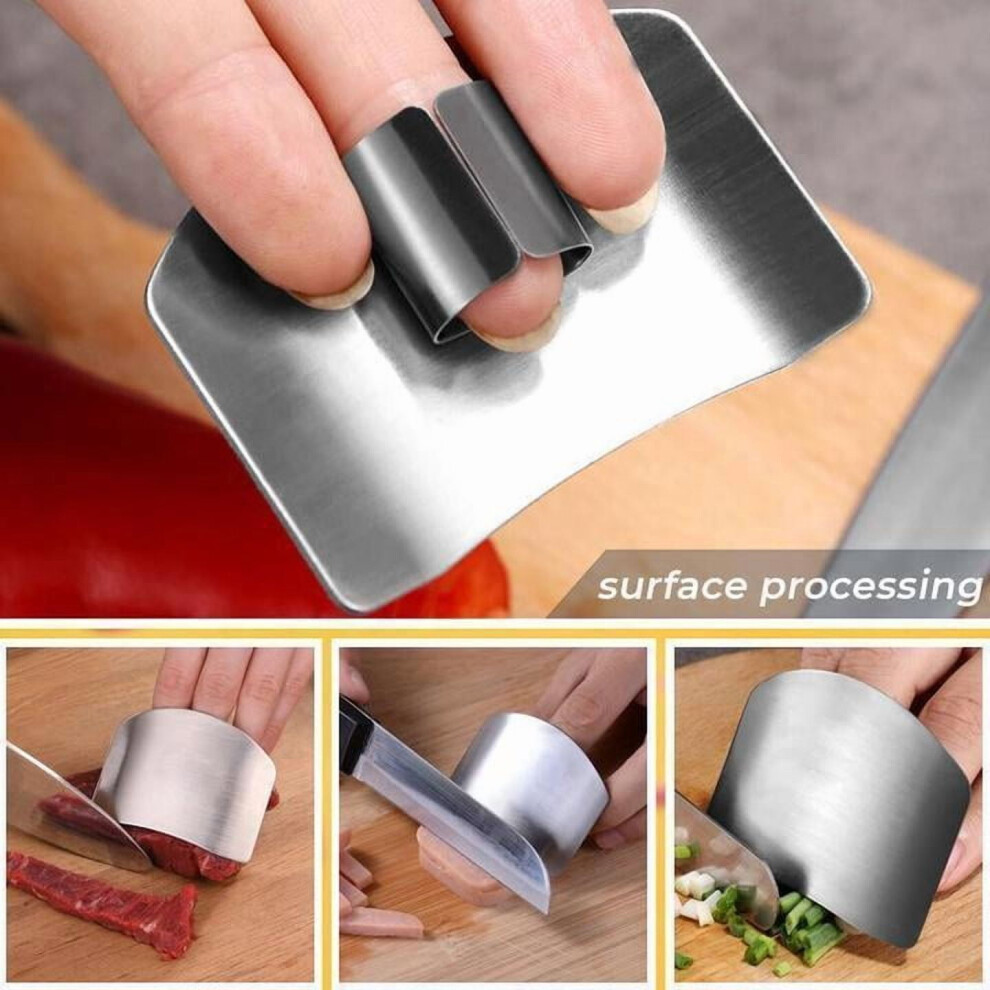Silver 2Pcs Stainless Steel Finger Guards, Stainless Steel Finger Guard For Cutting, Finger Guards For Cutting, Finger Guard For Cutting Vegetables