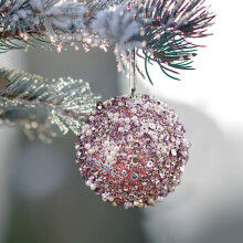 3.15in Sequin & Pearl Foam Ball Ornaments – Glitter Bauble Christmas Tree Decor for Home & Party