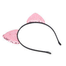 Women’s Reversible Pink Sequin Cat Ear Headband Shiny Kitty Hair Accessories