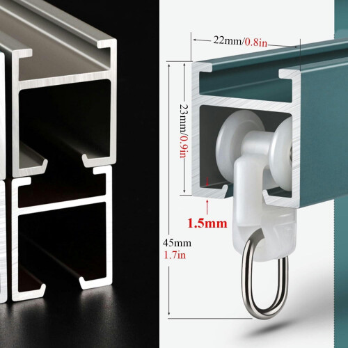 Rail de rideau double en aluminium blanc 110 cm réglable 2