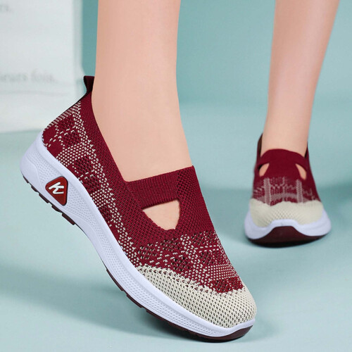 Γυναικεία μεγάλα παπούτσια από mesh slip-on, μαλακή σόλα, αναπνεύσιμα, στρογγυλεμένη 1