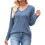 Zhi Γυναικείο Πλεκτό Μπλούζα με V-Neck και 3/4 Μανίκια, Χαλαρή Γραμμή, Μεταβατικής 3
