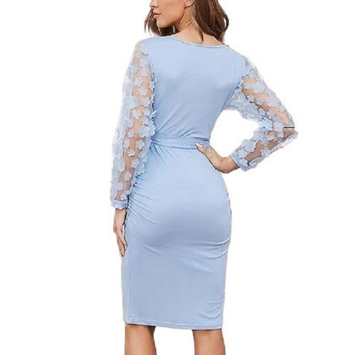 Florals Mesh Long Sleeve Maternity Midi-light blue S 2