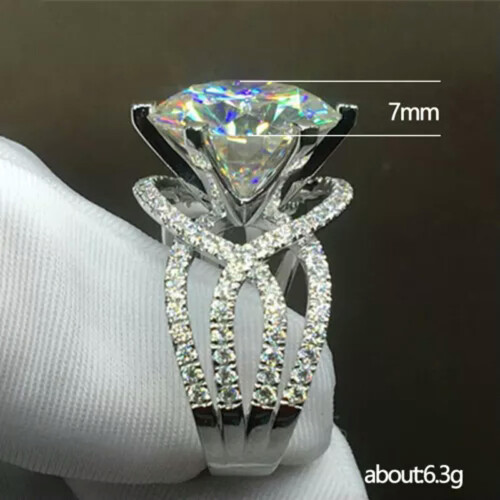 925er Silberring mit Zirkonia, Größe 6–10 1
