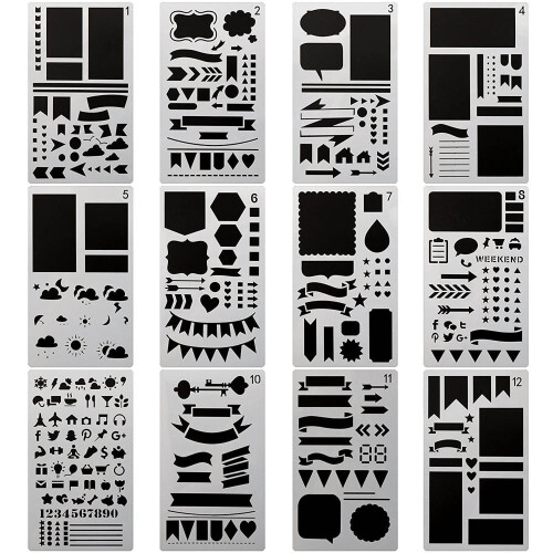 Plastic Drawing Template Stencils Kit 12 Styles 2