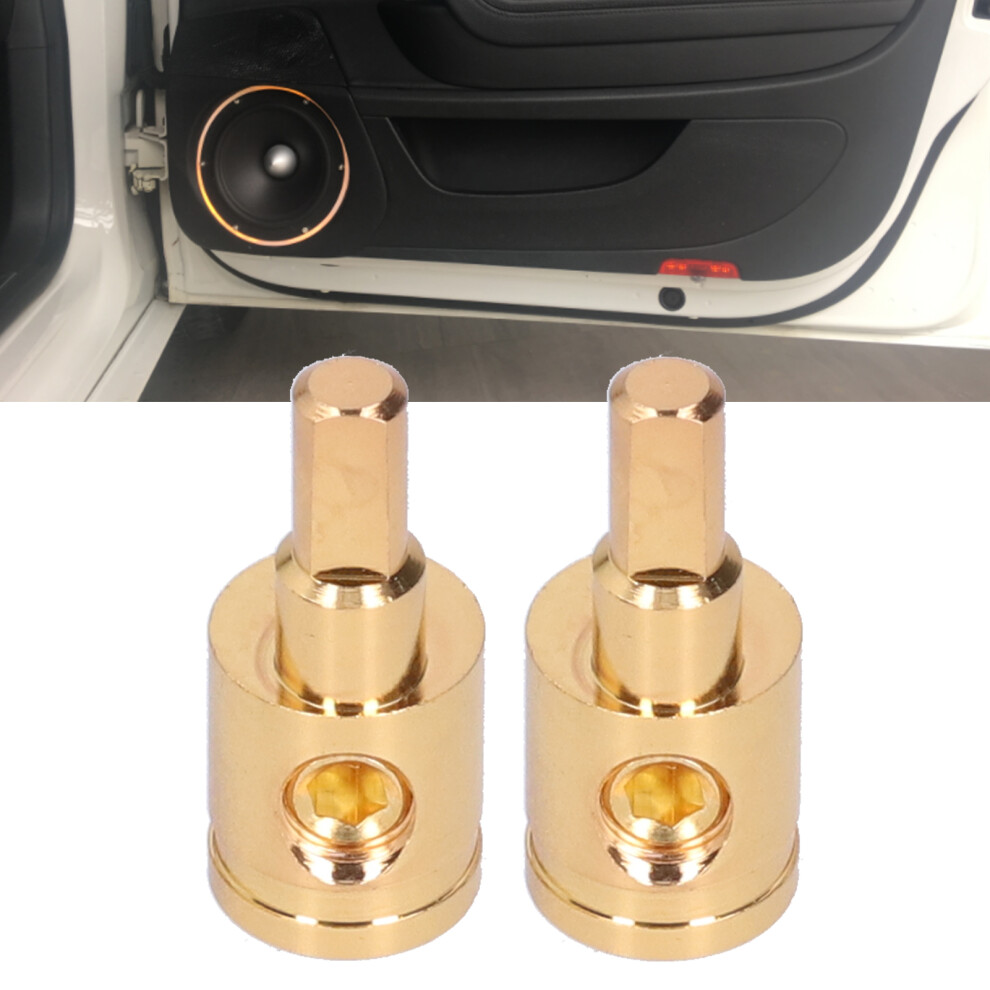 2Pcs 0Ga Copper Gold Plated Wire Reducer Terminal Connector For Car Audio Amp 7691391801685
