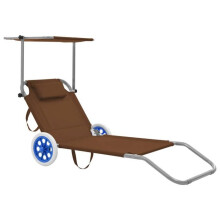 Transat silla larga tumbona cama de jardín terraza mueble de exterior plegable con toldo