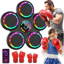Music Boxing Machine, Musical Boxing Machine with LED Lights, 2 Pairs Boxing Gloves, 9 Speeds & Modes, Support Bluetooth, Automatic Counting