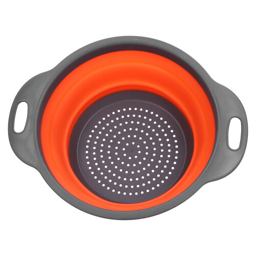 Orange Silicone Folding Drain Basket, 20.5cm Home Kitchen Tool 2