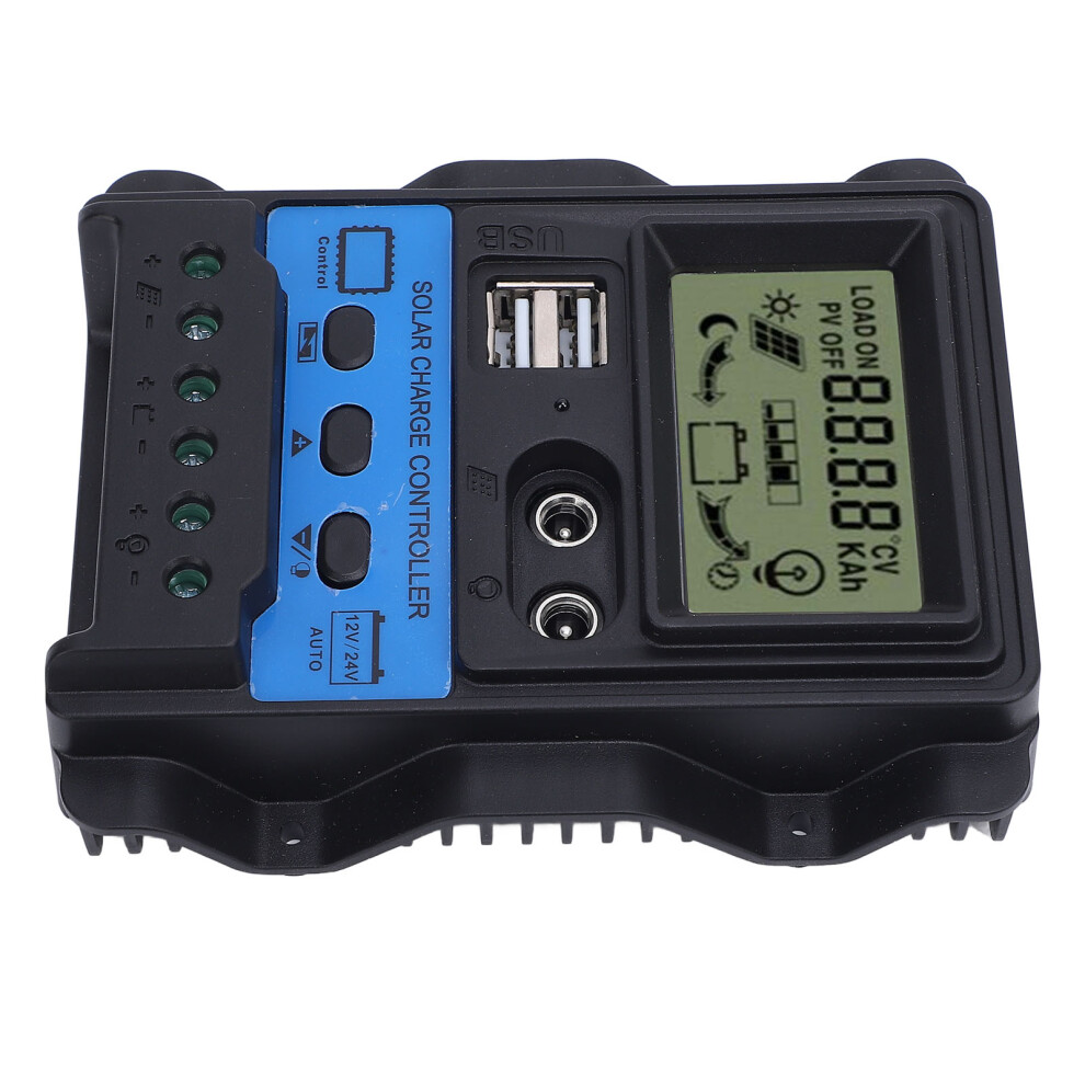12V/24V 30A Pwm Solar Charge Controller With Lcd & Dual Usb 7681391807800