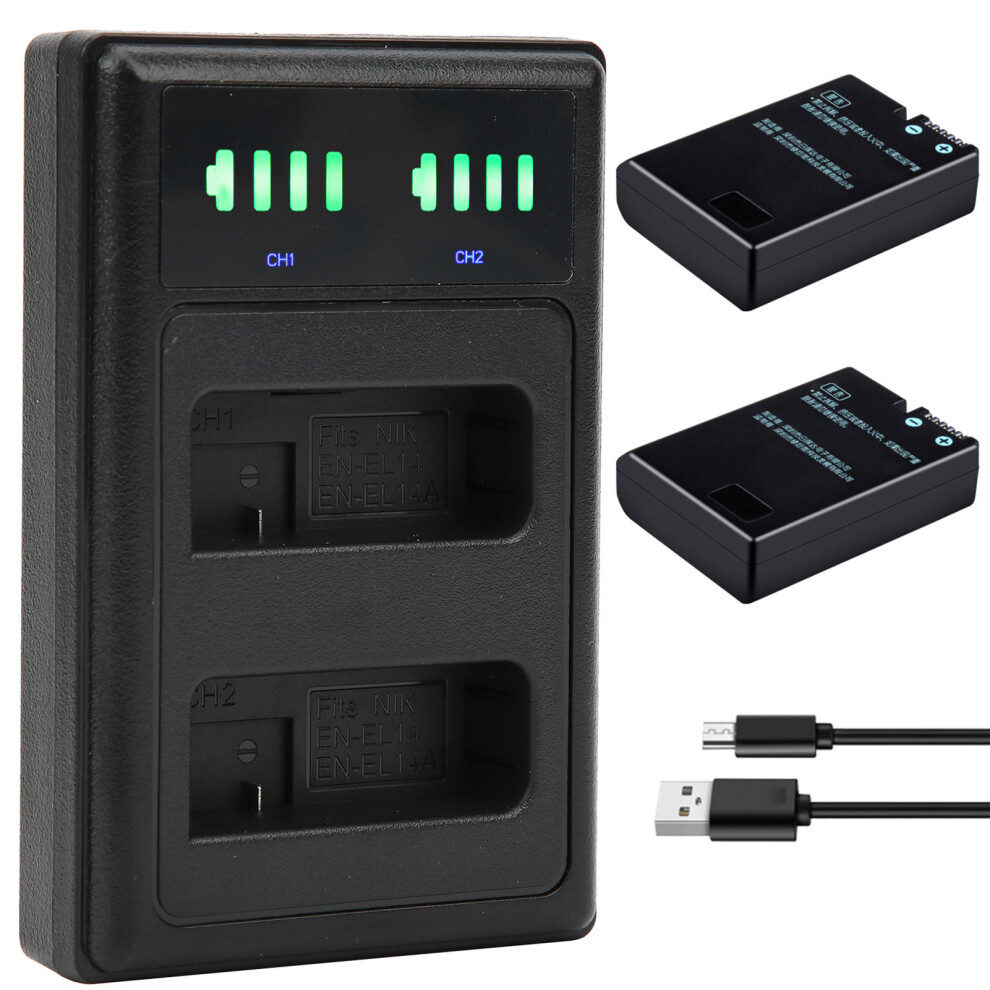 Dual Port Camera Battery Charger For En-El14/14A Â 65G Black 4631391808072